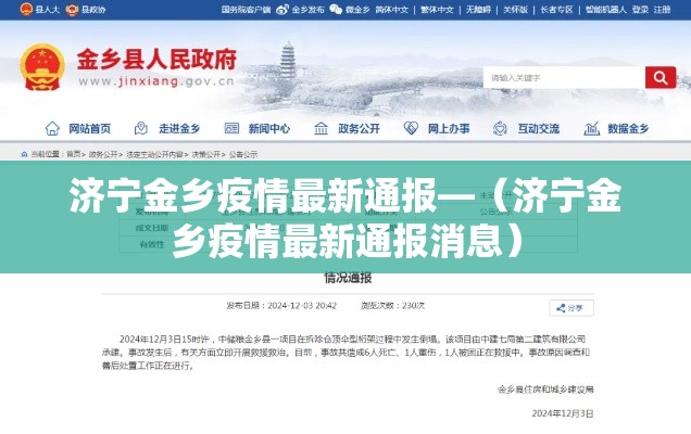 济宁金乡疫情最新通报—（济宁金乡疫情最新通报消息）