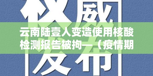 云南陆壹人变造使用核酸检测报告被拘—(疫情期间核酸造假的人叫什么) 云南陆壹人变造使用核酸检测报告被拘—(疫情期间核酸造假的人叫什么)